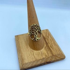 Tree Of Life 14K Gold Plated Sterling Silver Ring Size 7